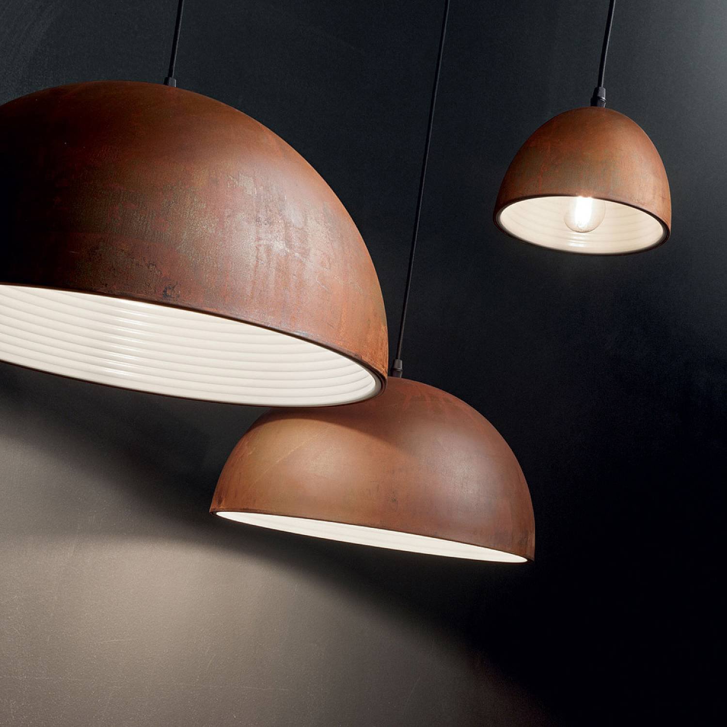 Sospensione Rustica-Country Folk Metallo Corten Ruggine 1 Luce E27 D50Cm 174228