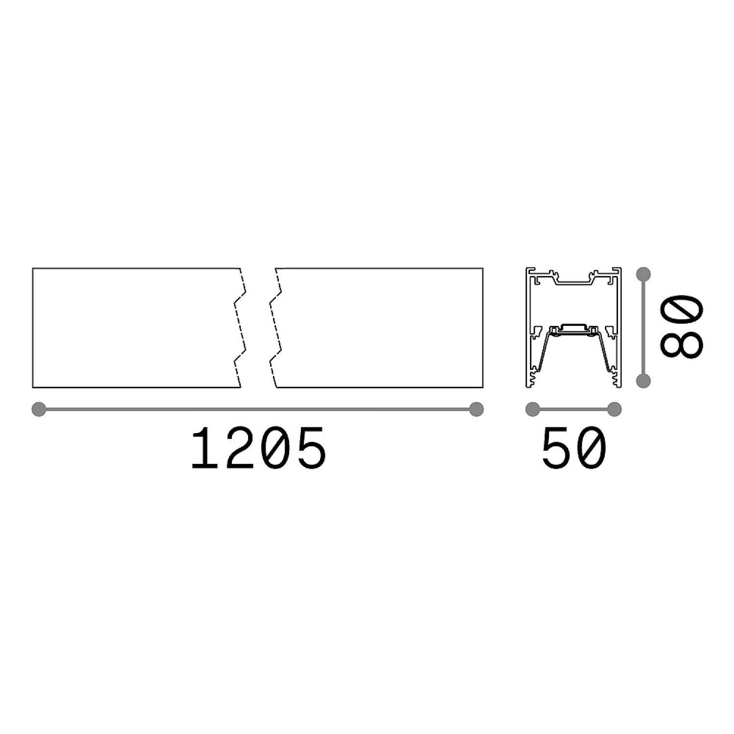 Sistema Lineare Fluo Wide Alluminio Nero Led 27W 3000K Luce Calda L.120,5Cm 191997