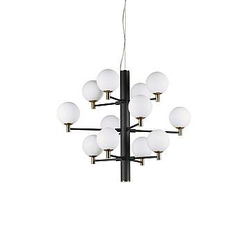 Sospensione Contemporanea Copernico Metallo Nero 12 Luci 3W 3000K Luce Calda