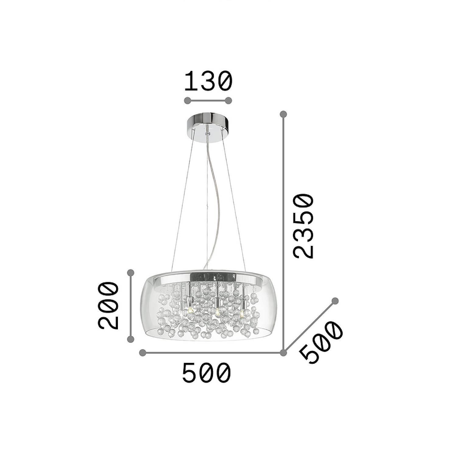 Sospensione Moderna Audi-80 Metallo Fumè 8 Luci G9 3W 3000K Luce Calda 197654