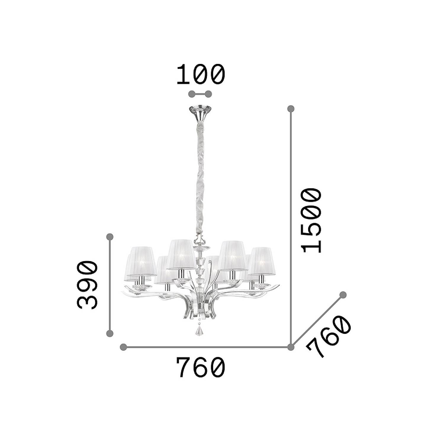 Lampadario Classico Pegaso Metallo Ottone 8 Luci E14 197739