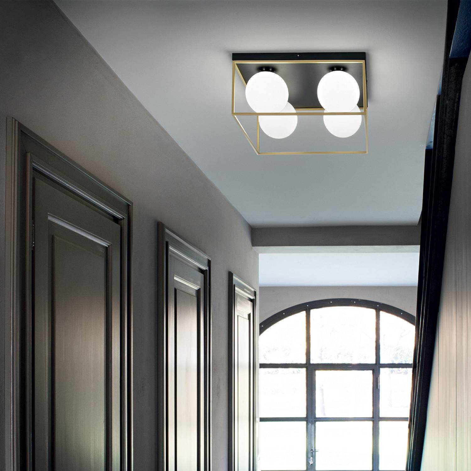 Plafoniera Contemporanea Lingotto Metallo Ottone 4 Luci E14 198156