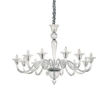 Lampadario Classico Brigitta Vetro Trasparente 12 Luci E14 Lampadario Classico Brigitta Vetro Trasparente 12 Luci E14