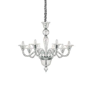Lampadario Classico Brigitta Vetro Trasparente 8 Luci E14 Lampadario Classico Brigitta Vetro Trasparente 8 Luci E14