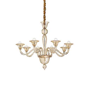 Lampadario Classico Brigitta Vetro Ambra 8 Luci E14 Lampadario Classico Brigitta Vetro Ambra 8 Luci E14