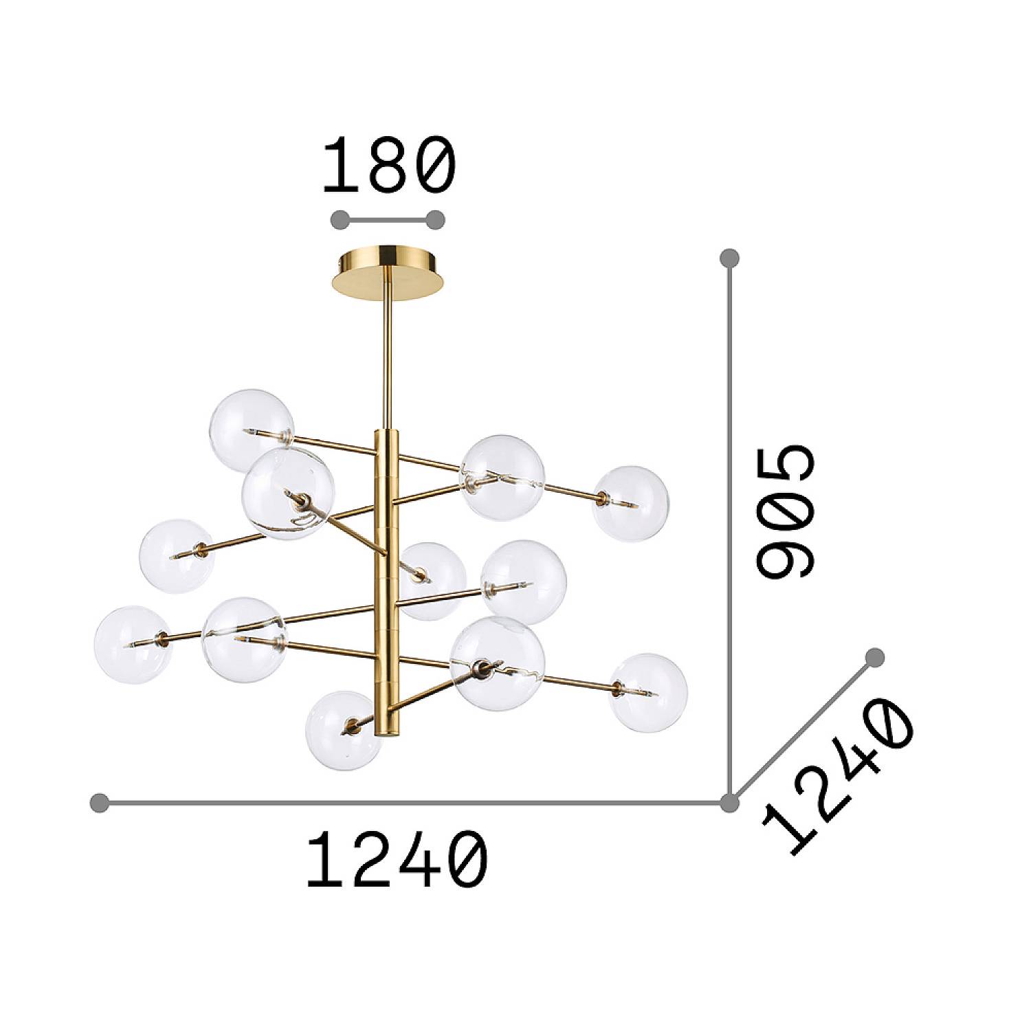 Sospensione Contemporanea Equinoxe Metallo Cromo 12 Luci 2W 3000K Luce Calda 200118