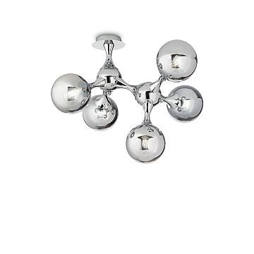 Plafoniera Contemporanea Nodi Metallo Cromo 5 Luci E14