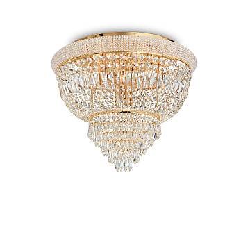Plafoniera Classica Dubai Metallo-Cristallo Ottone 6 Luci E14