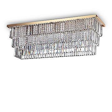 Plafoniera Contemporanea Martinez Metallo-Cristallo Oro 8 Luci E14