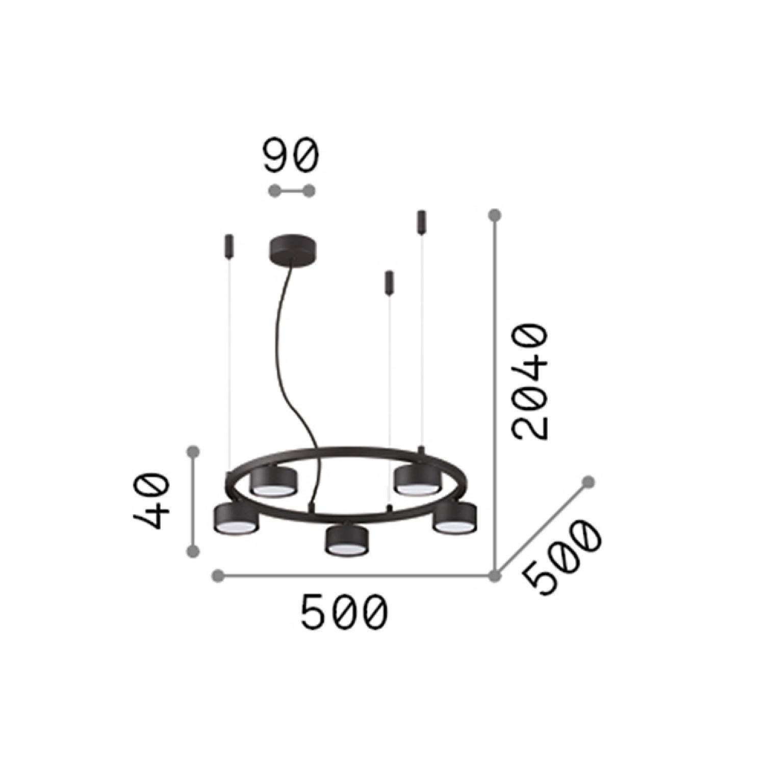 Sospensione Industrial-Minimal Minor Metallo Nero 5 Luci Gx53 9W 3000K 235516