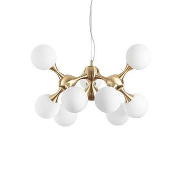 Sospensione Contemporanea Nodi Metallo Ottone 9 Luci E14