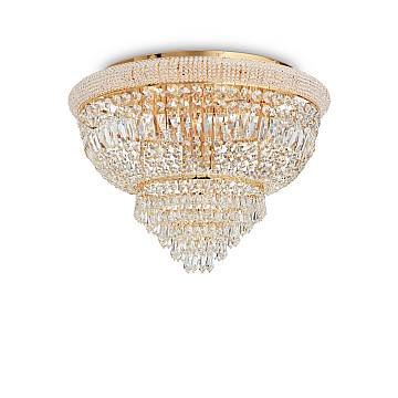 Plafoniera Classica Dubai Metallo-Cristallo Ottone 24 Luci E14