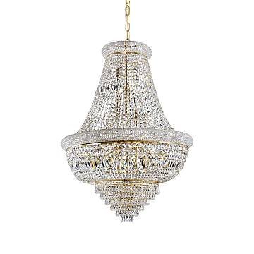 Lampadario Classico Dubai Metallo-Cristallo Ottone 24 Luci E14
