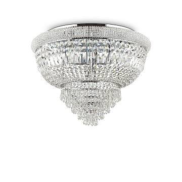 Plafoniera Classica Dubai Metallo-Cristallo Cromo 24 Luci E14