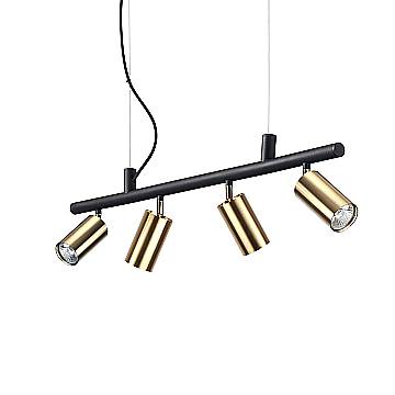 Lampadario Moderna Dynamite Metallo Ottone 4 Luci Gu10 7W 3000K Luce Calda