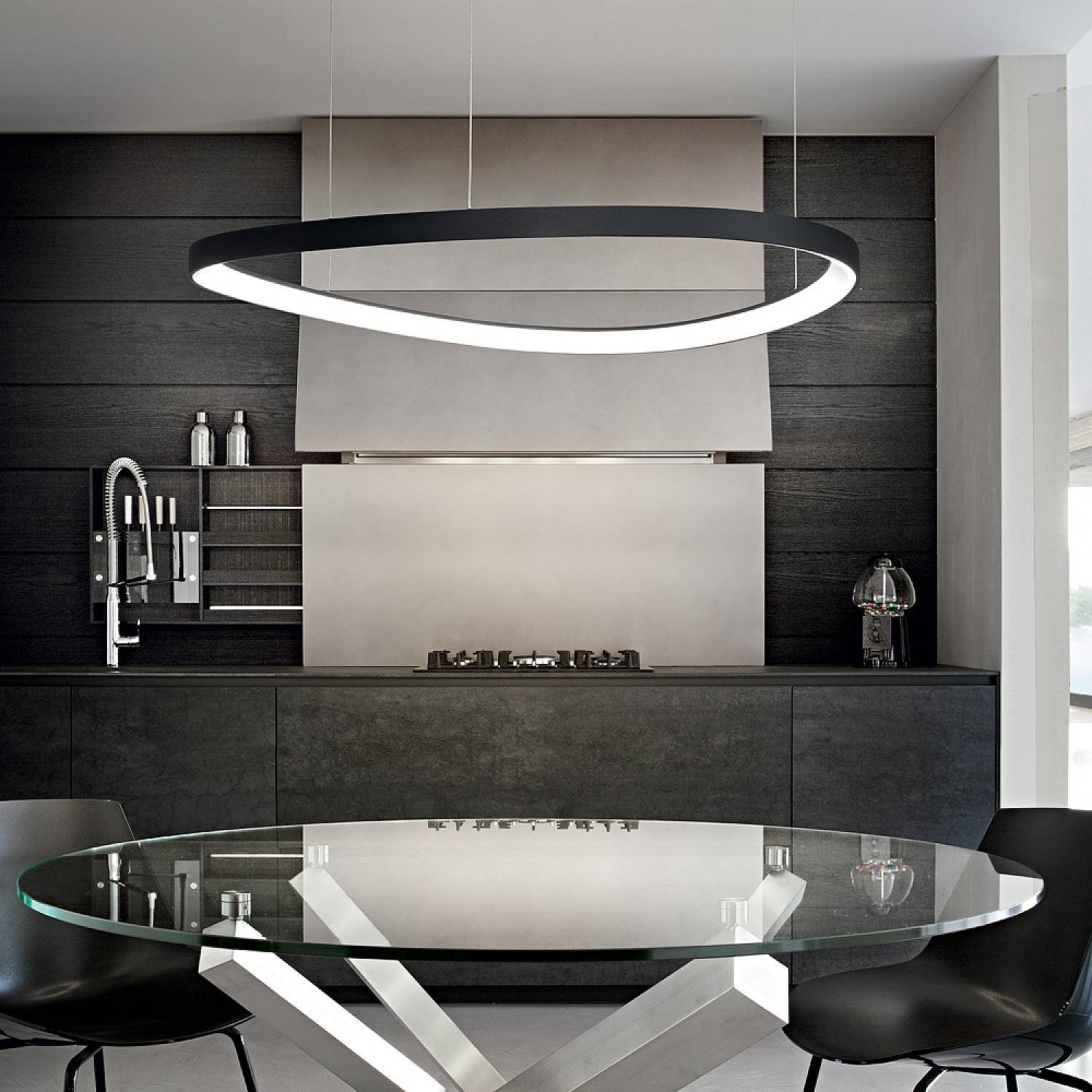 Sospensione Moderna Gemini Metallo Nero Led 60W 3000K Luce Calda 247281