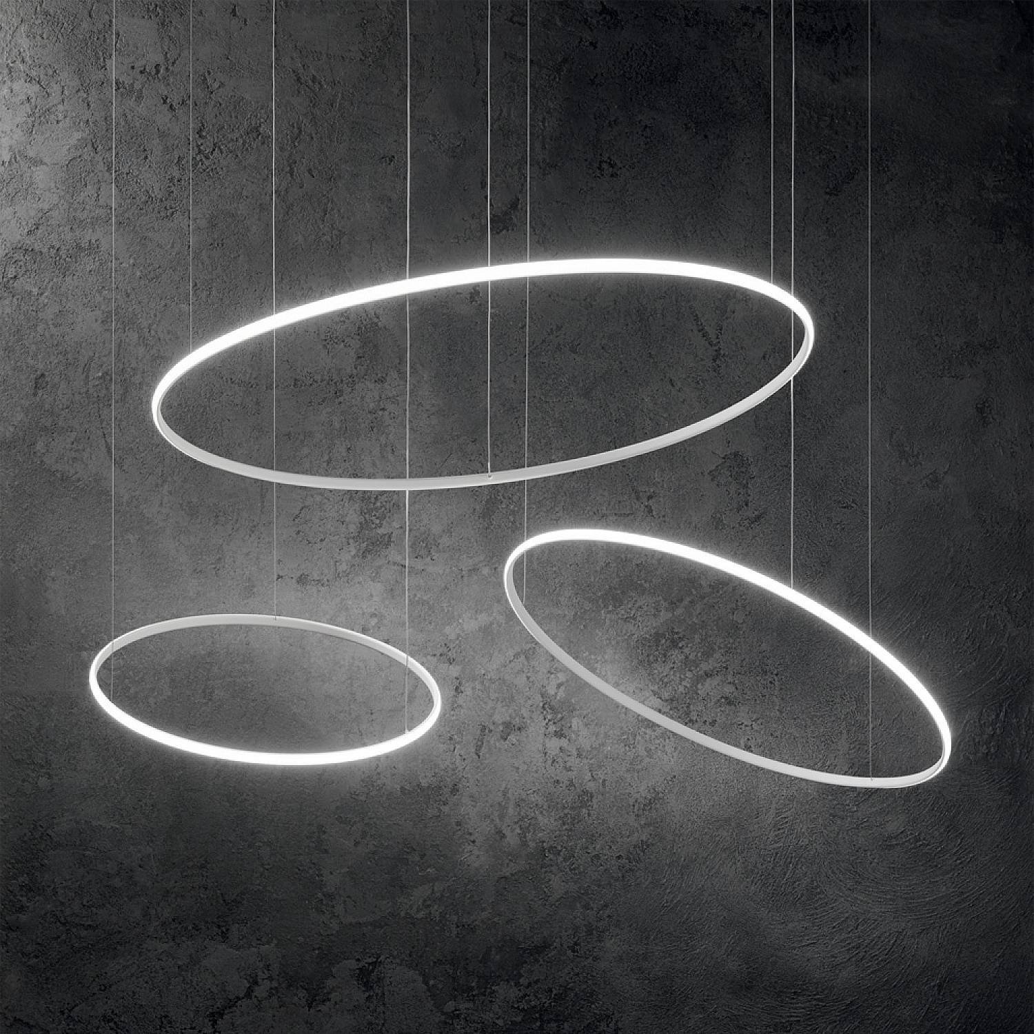 Sospensione Moderna Hulahoop Alluminio-Plastiche Bianco 1 Luce 31W 3000K D61Cm 258775