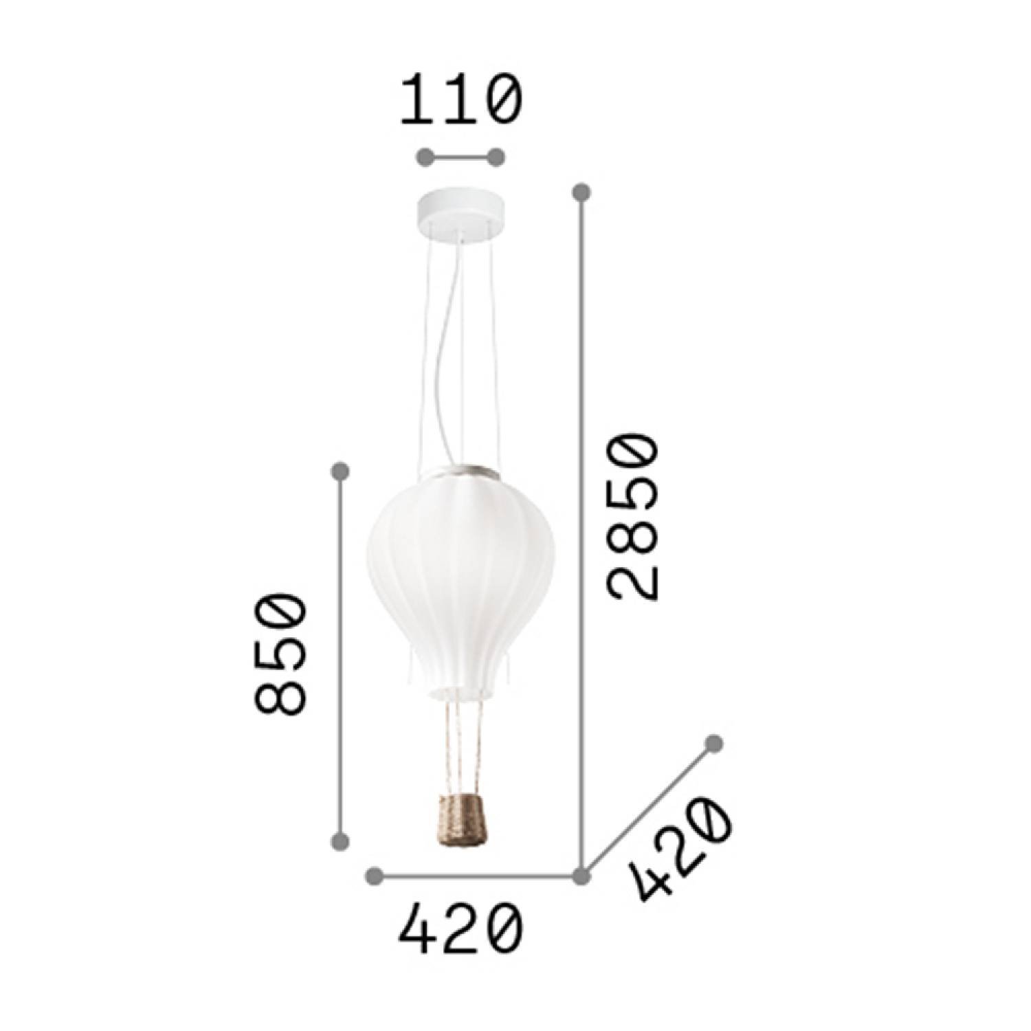 Sospensione Moderna Dream Corda Bianco 1 Luce E27 D42Cm 261195