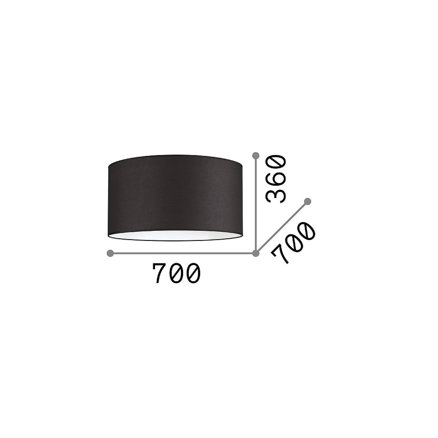 Paralume Cilindro Set Tessuto Nero D70 270029