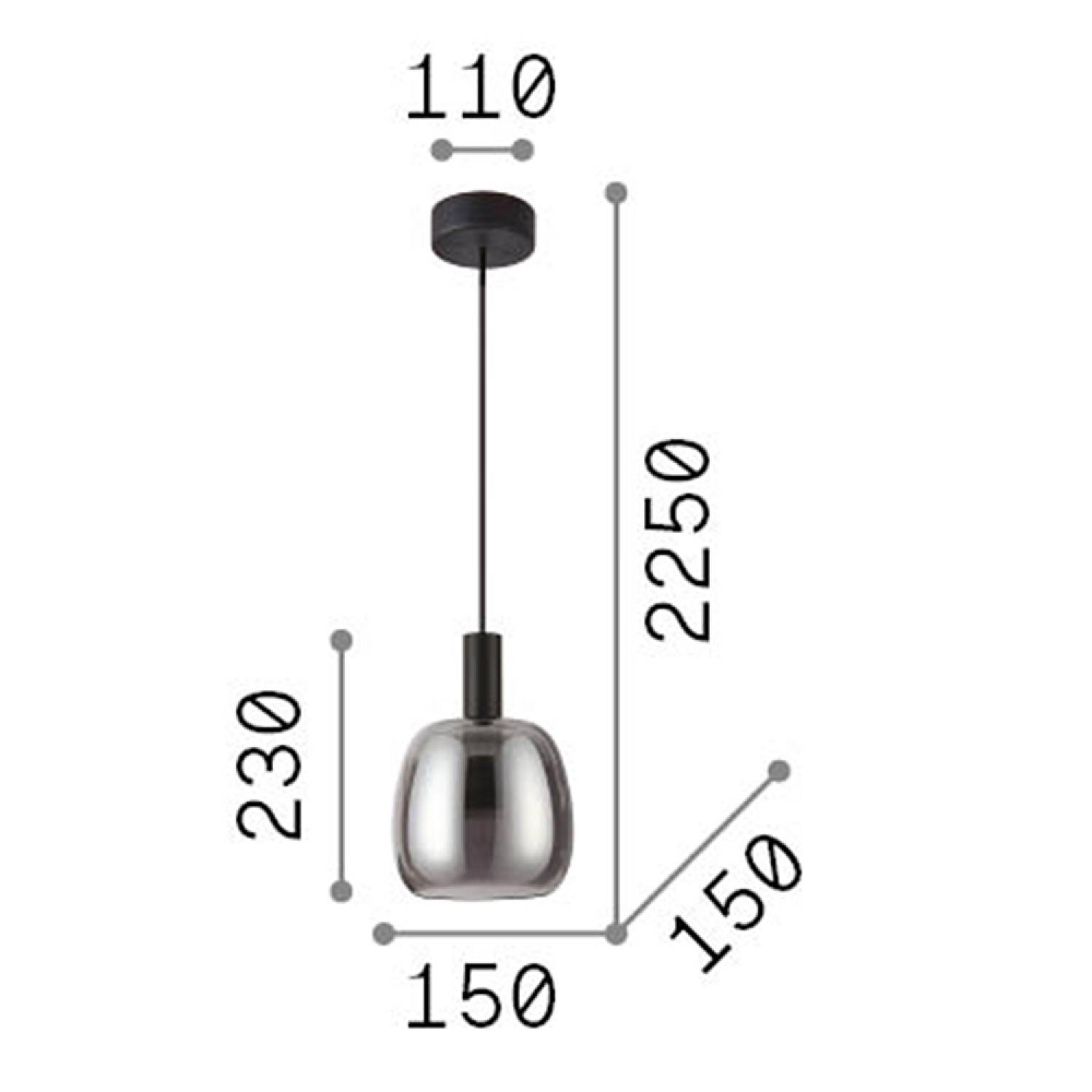 Sospensione Moderna Coco-1 Metallo Fumè Led 7W 3000K Luce Calda 275581