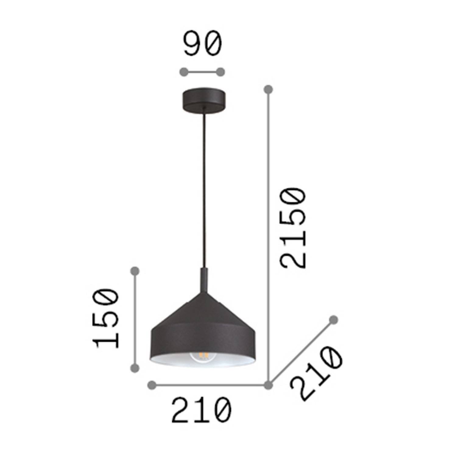 Sospensione Industrial-Minimal Yurta Metallo Nero 1 Luce E27 D21 281568