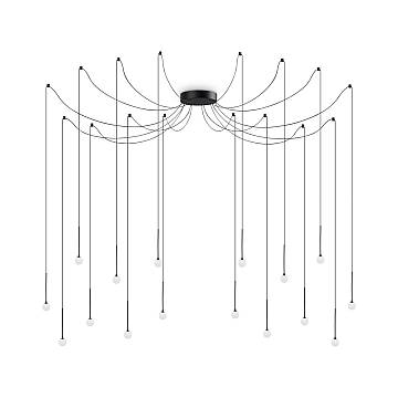 Sospensione Industrial-Minimal Lucciola Metallo Nero 16 Luci Led 16W 3000K Sospensione Industrial-Minimal Lucciola Metallo Nero 16 Luci Led 16W 3000K