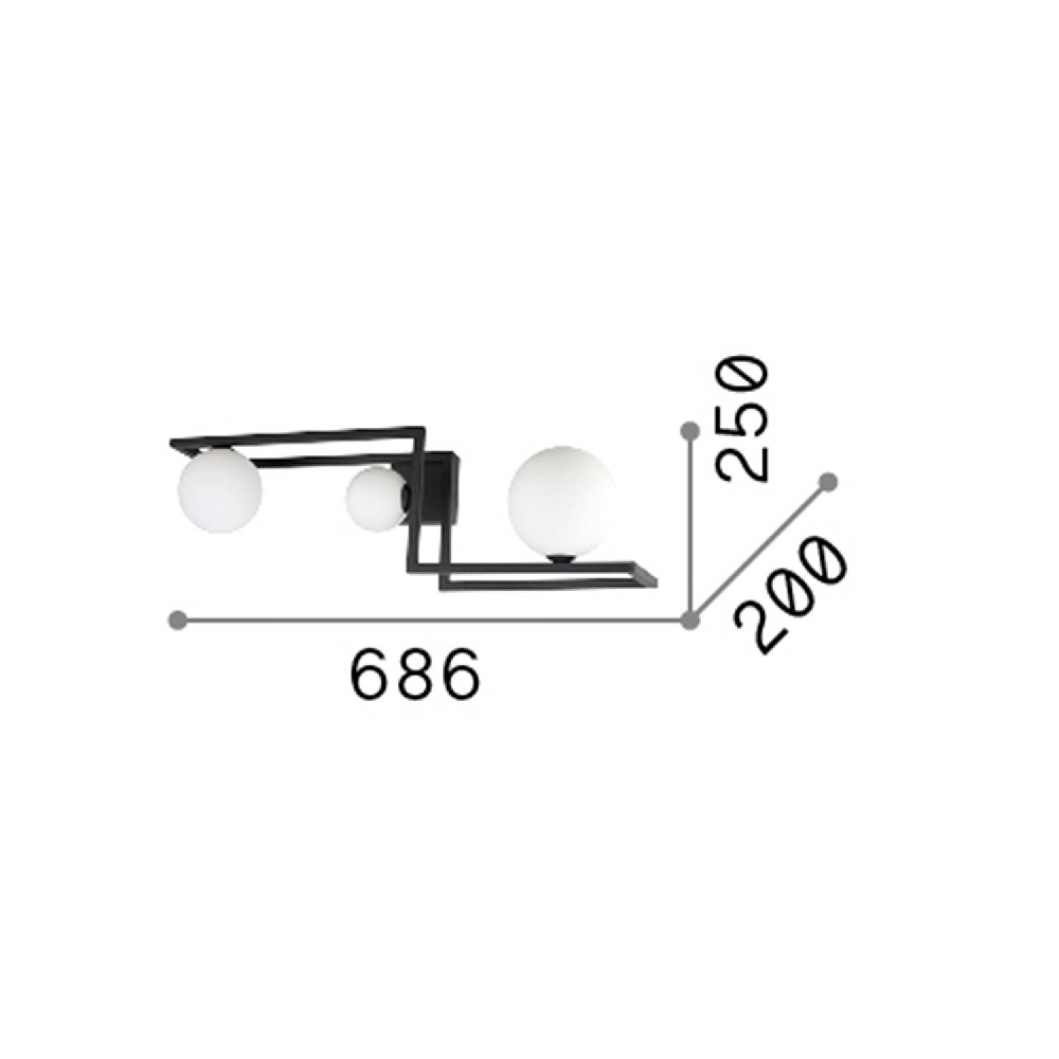 Plafoniera Industrial-Minimal Angolo Metallo Nero 3 Luci G9 3W 3000K Luce Calda 284286