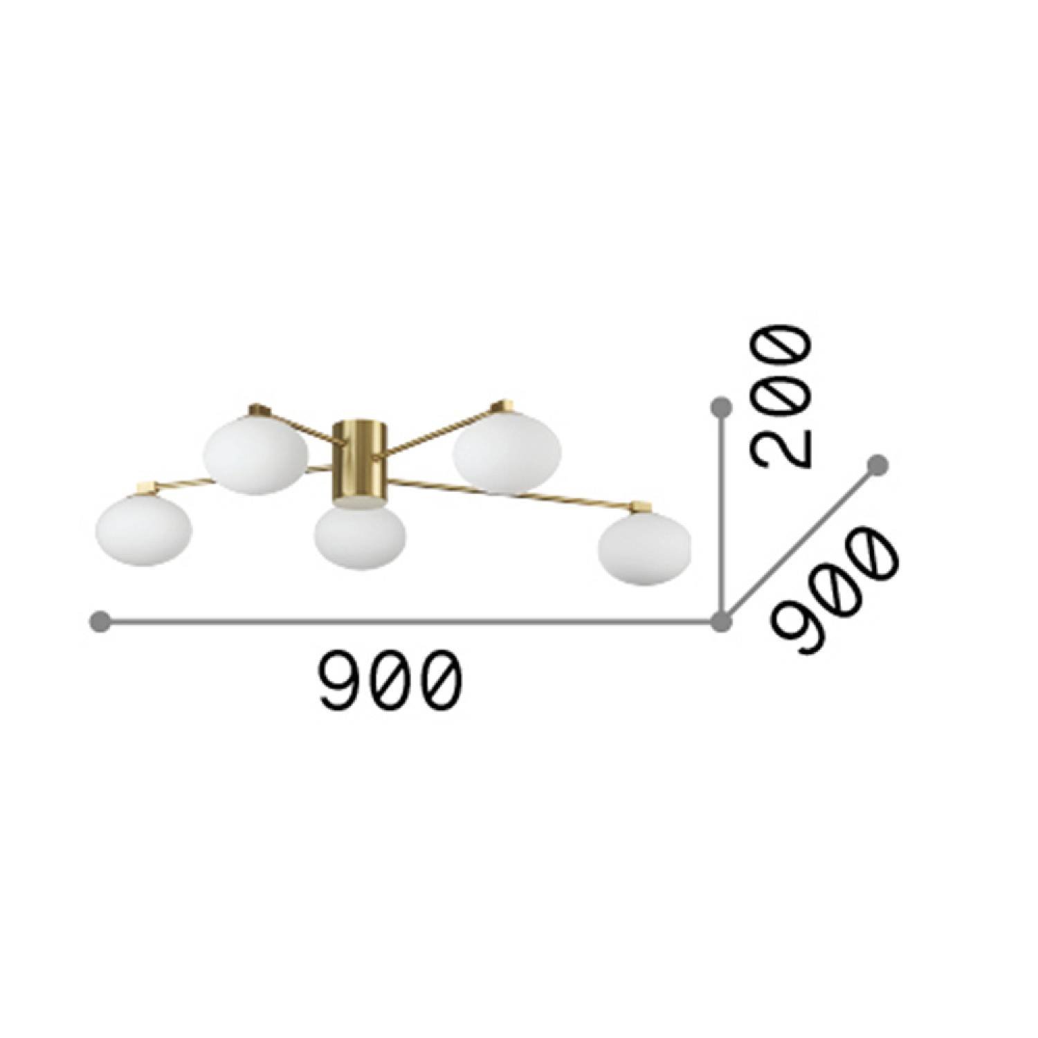 Plafoniera Contemporanea Hermes Metallo Ottone 5 Luci G9 3W 3000K Luce Calda 288277