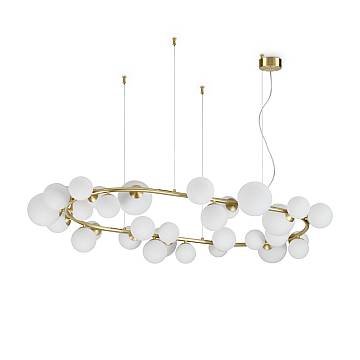 Sospensione Contemporanea Perlage Metallo Ottone 30 Luce G9 3W 3000K Luce Calda Sospensione Contemporanea Perlage Metallo Ottone 30 Luce G9 3W 3000K Luce Calda