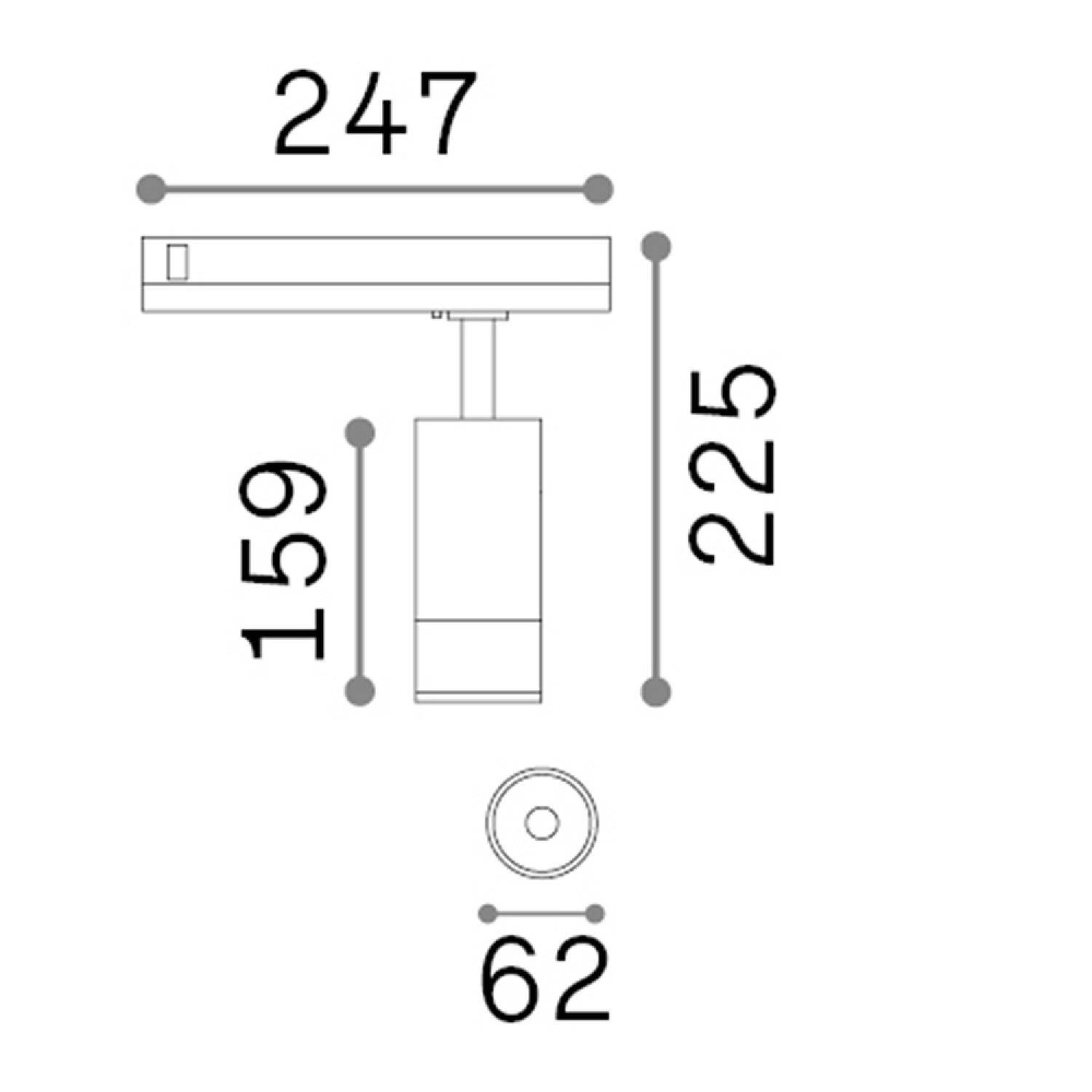 Proiettore Cilindrico Dali Eos Alluminio-Plastiche Nero Led 15W 3000K Luce Calda 302980