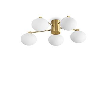 Plafoniera Contemporanea Hermes Metallo Ottone 5 Luci G9 28W 3000K Ip20