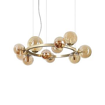 Lampadario A Sospensione Moderno Perlage Metallo Ottone 11 Luci G9 15W 3000K Lampadario A Sospensione Moderno Perlage Metallo Ottone 11 Luci G9 15W 3000K