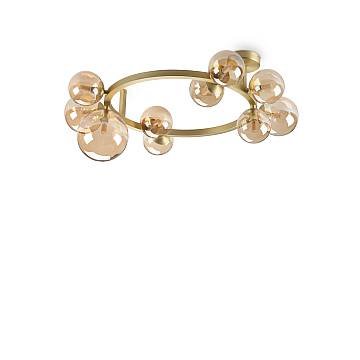 Plafoniera Contemporanea Perlage Metallo Ottone 10 Luci G9 15W 3000K Ip20 Plafoniera Contemporanea Perlage Metallo Ottone 10 Luci G9 15W 3000K Ip20