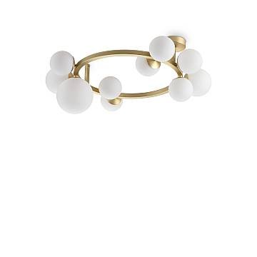 Plafoniera Moderna Perlage Metallo Ottone 10 Luci G9 15W 3000K Ip20 Plafoniera Moderna Perlage Metallo Ottone 10 Luci G9 15W 3000K Ip20