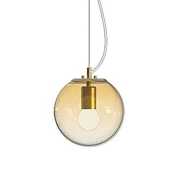 Sospensione Contemp Mapa Clear Metallo Ottone Vetro Sfumato Ambra 1 Luce E27