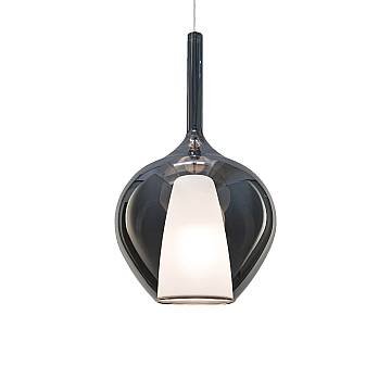 Sospensione Contemporanea Kalique Vetro Fumè Bianco E Cromo 1 Luce E27 H50Cm Sospensione Contemporanea Kalique Vetro Fumè Bianco E Cromo 1 Luce E27 H50Cm