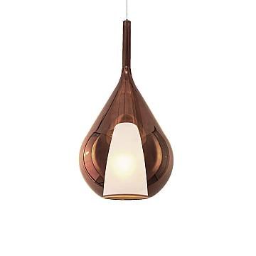 Sospensione Contemporanea Kalique Vetro Rame Bianco E Cromo 1 Luce E27 H59Cm Sospensione Contemporanea Kalique Vetro Rame Bianco E Cromo 1 Luce E27 H59Cm