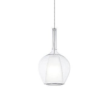 Sospensione Contemporanea Kalique Vetro Trasparente Bianco E Cromo E27 H33Cm Sospensione Contemporanea Kalique Vetro Trasparente Bianco E Cromo E27 H33Cm