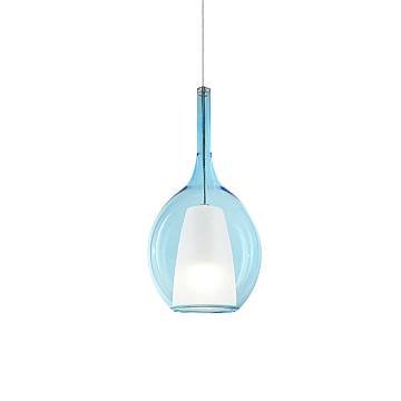 Sospensione Contemporanea Kalique Vetro Azzurro Bianco E Cromo 1 Luce E27 H36Cm Sospensione Contemporanea Kalique Vetro Azzurro Bianco E Cromo 1 Luce E27 H36Cm