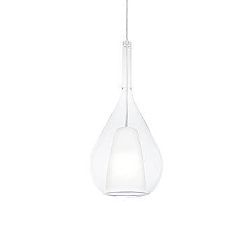 Sospensione Contemporanea Kalique Vetro Trasparente Bianco E Cromo E27 H40Cm Sospensione Contemporanea Kalique Vetro Trasparente Bianco E Cromo E27 H40Cm