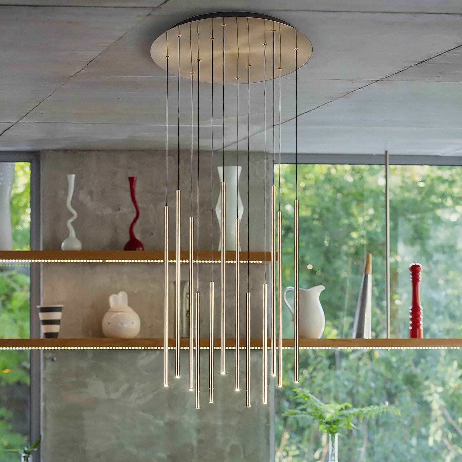 Lampada A Sospensione Look 16 Luci Led 31W Ottone 371153