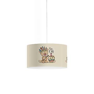 Sospensione Moderna Decokids Polilux ® Grafica Indiano 1 Luce E27 D40Cm