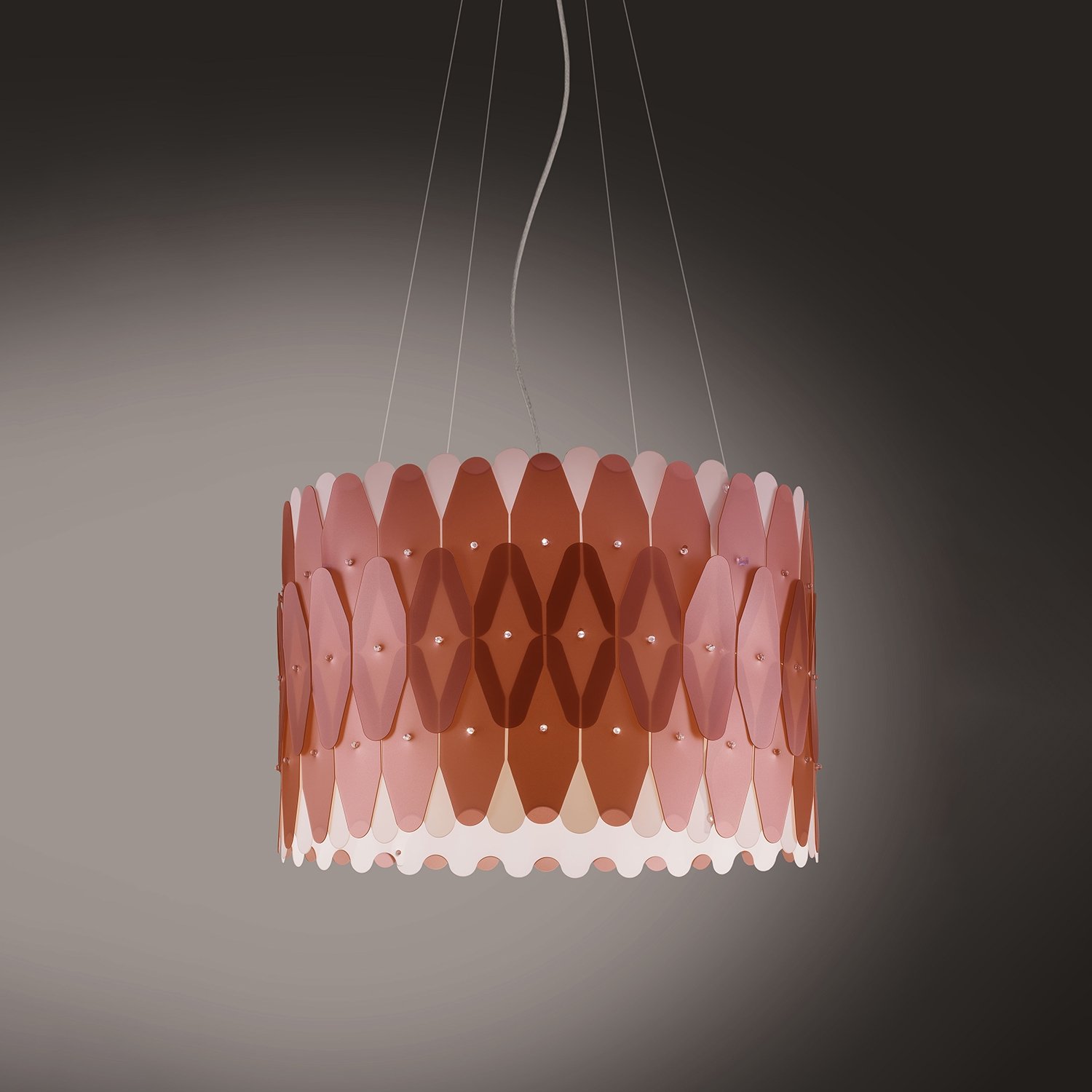 Lampadario Moderno Amanda Polilux ® Rame E Metallo Cromo 5 Luci E27 AMD-C/S5/50/COP