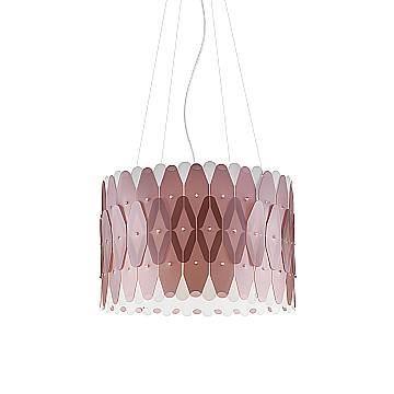Lampadario Moderno Amanda Polilux ® Pink Metal E Metallo Cromo 5 Luci E27