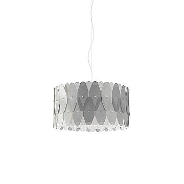 Sospensione Moderna Amanda Polilux ® Argento E Metallo Cromo 1 Luce E27 D40Cm