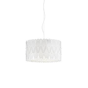 Sospensione Moderna Amanda Polilux ® Bianco E Metallo Cromo 1 Luce E27 D40Cm