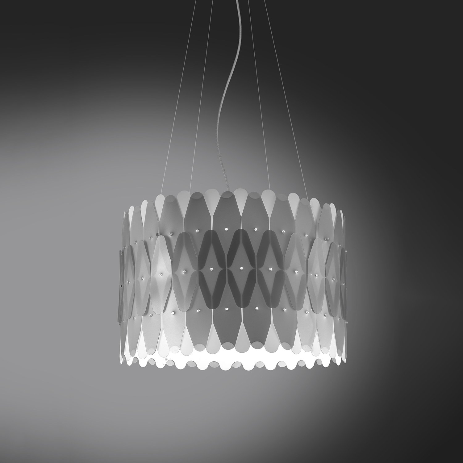 Sospensione Moderna Amanda Polilux ® Argento E Metallo Cromo 1 Luce E27 D50Cm AMD-C/S/50/SVR