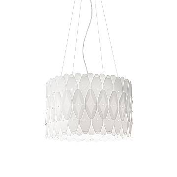 Sospensione Moderna Amanda Polilux ® Bianco E Metallo Cromo 1 Luce E27 D50Cm