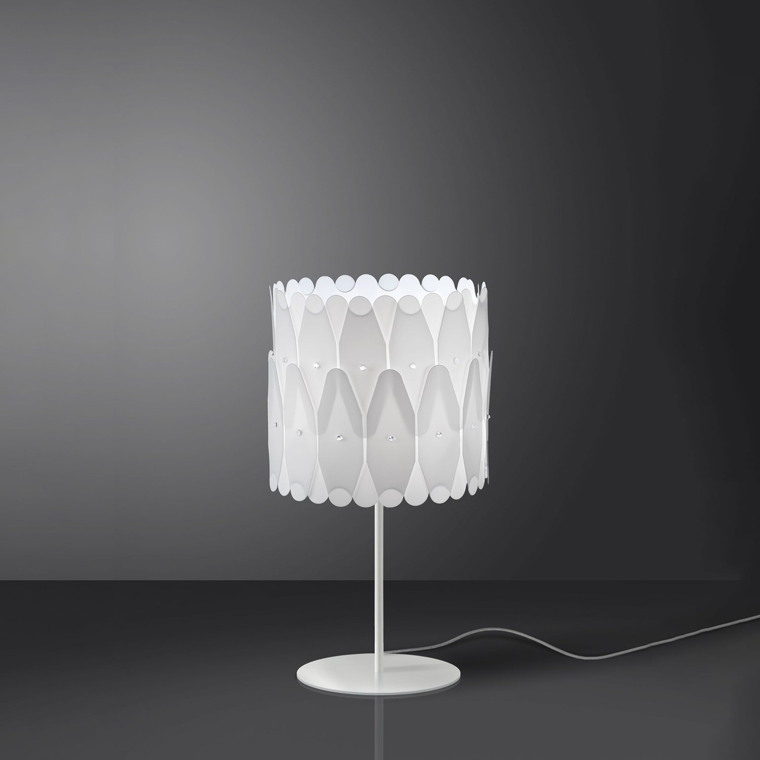Lampada Da Scrivania Moderna Amanda Polilux ® Bianco E Metallo 1 Luce E27 AMD-C/T/42/W