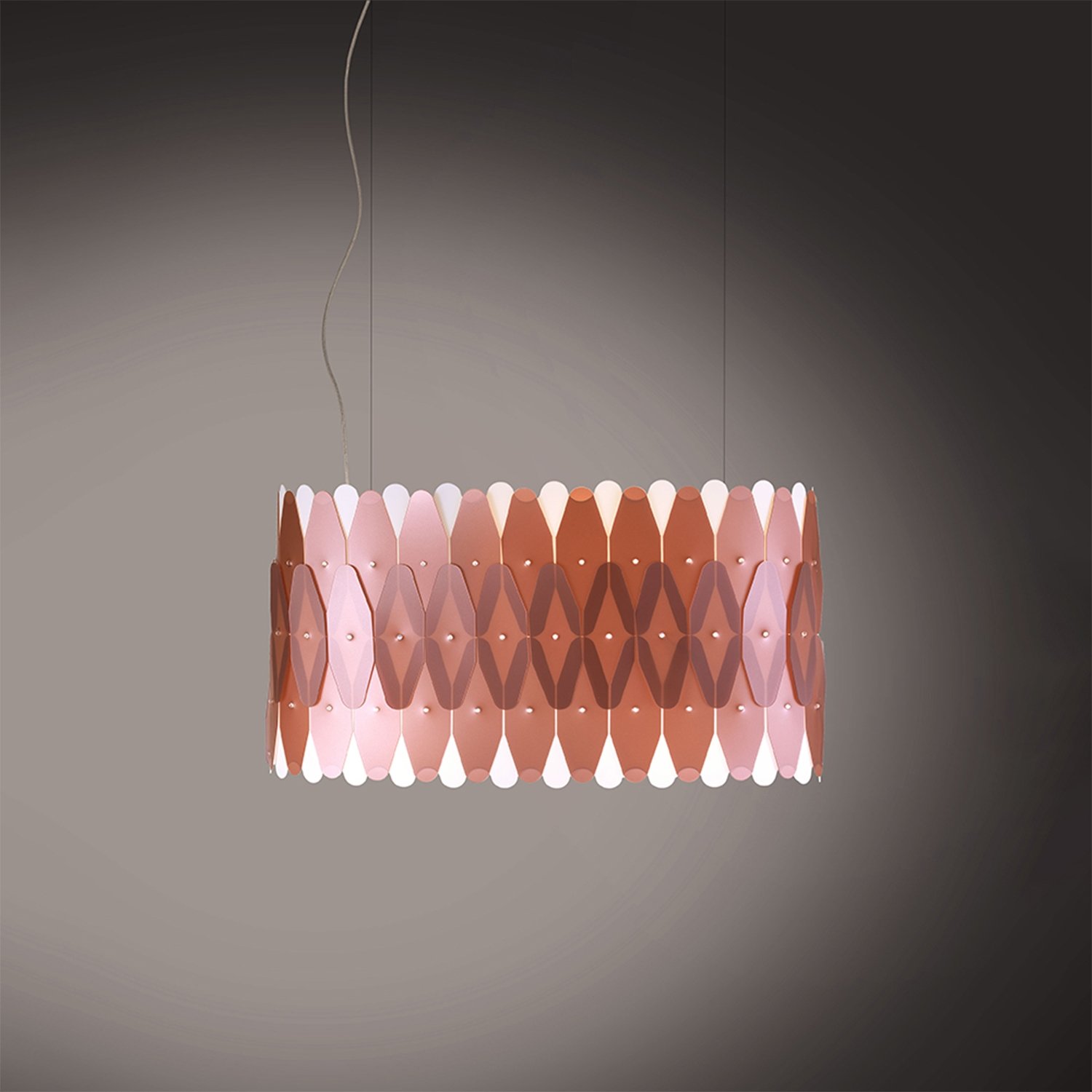 Lampadario Moderno Ovale Amanda Polilux ® Rame E Metallo Cromo 3 Luci E27 AMD/S/60/COP